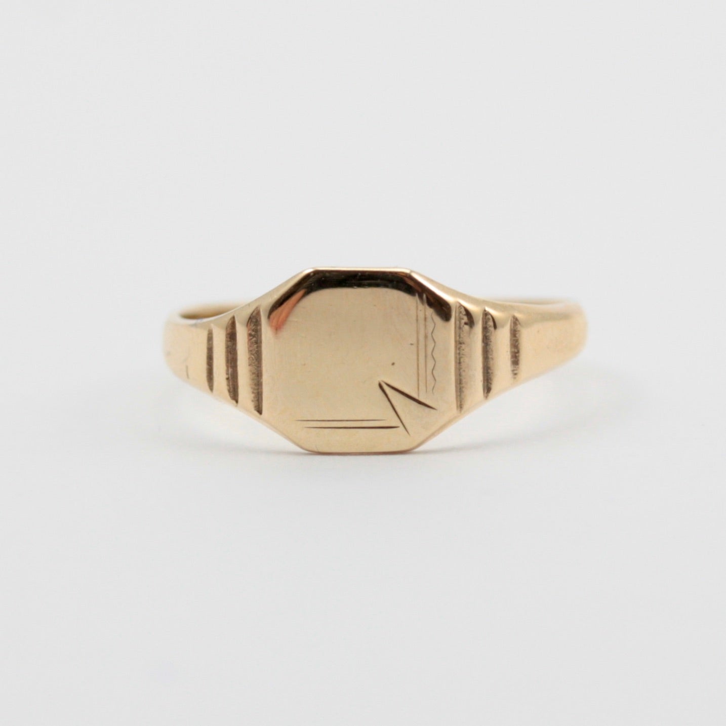 Vintage 9ct Gold Square Signet Ring, Small 