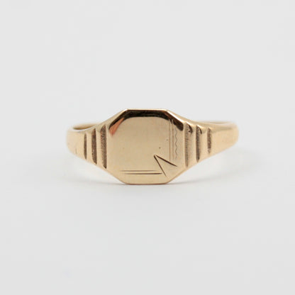 Vintage 9ct Gold Square Signet Ring, Small 