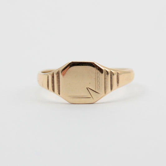Vintage 9ct Gold Square Signet Ring, Small 
