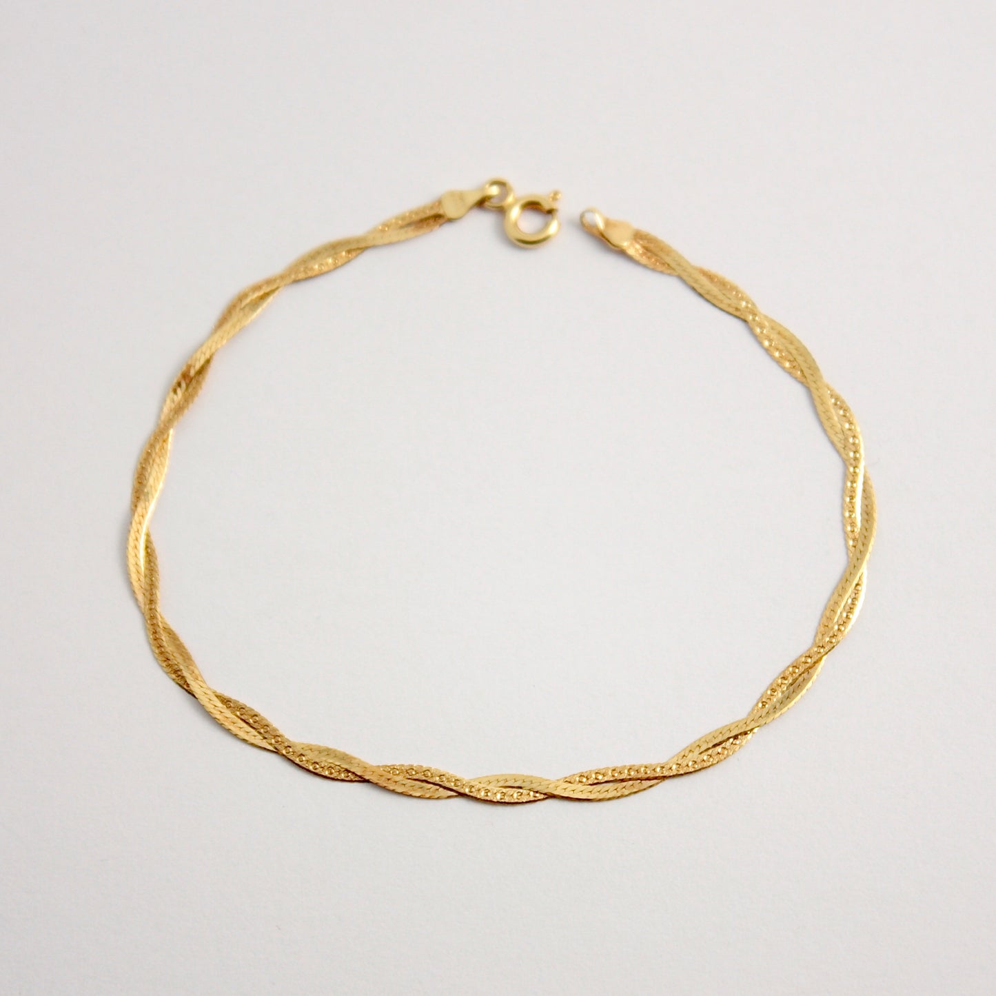 Dainty 9ct Gold Flat Double Strand Twist Bracelet 