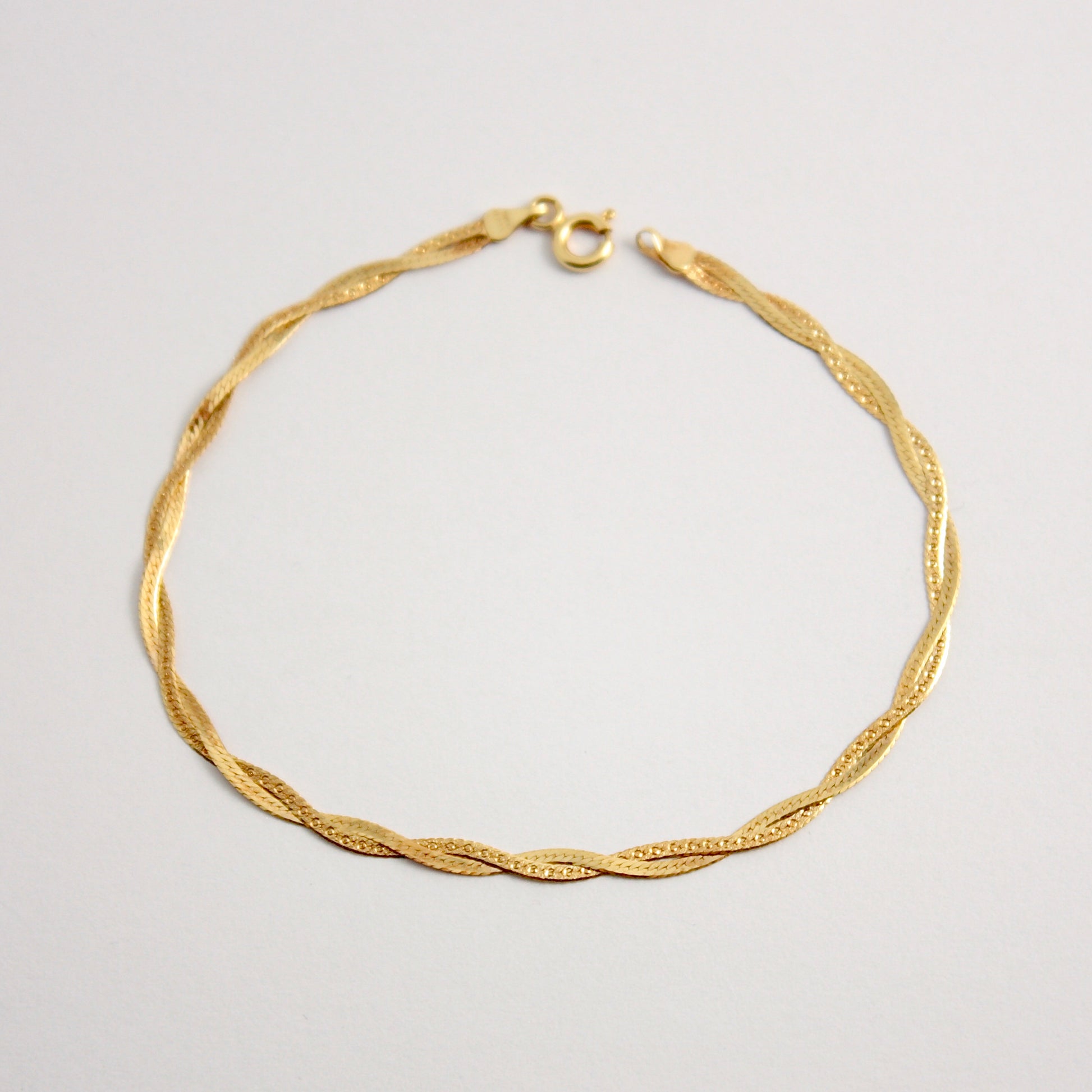 Dainty 9ct Gold Flat Double Strand Twist Bracelet 