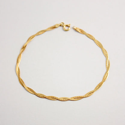 Dainty 9ct Gold Flat Double Strand Twist Bracelet 
