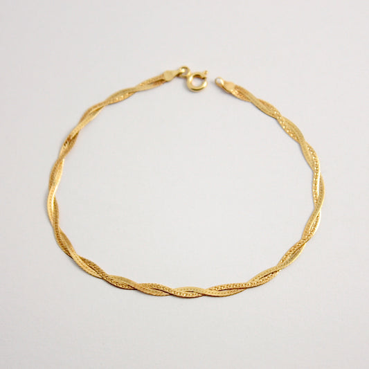 Dainty 9ct Gold Flat Double Strand Twist Bracelet 