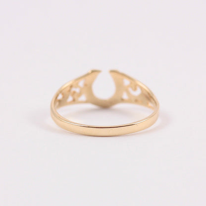 Vintage 9ct Gold Horseshoe Ring with Open Shoulders, 1981