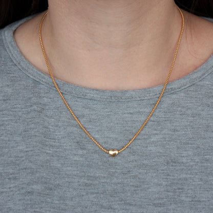 Pre-owned 9ct Gold Popcorn Chain Necklace with Heart Slider Bead