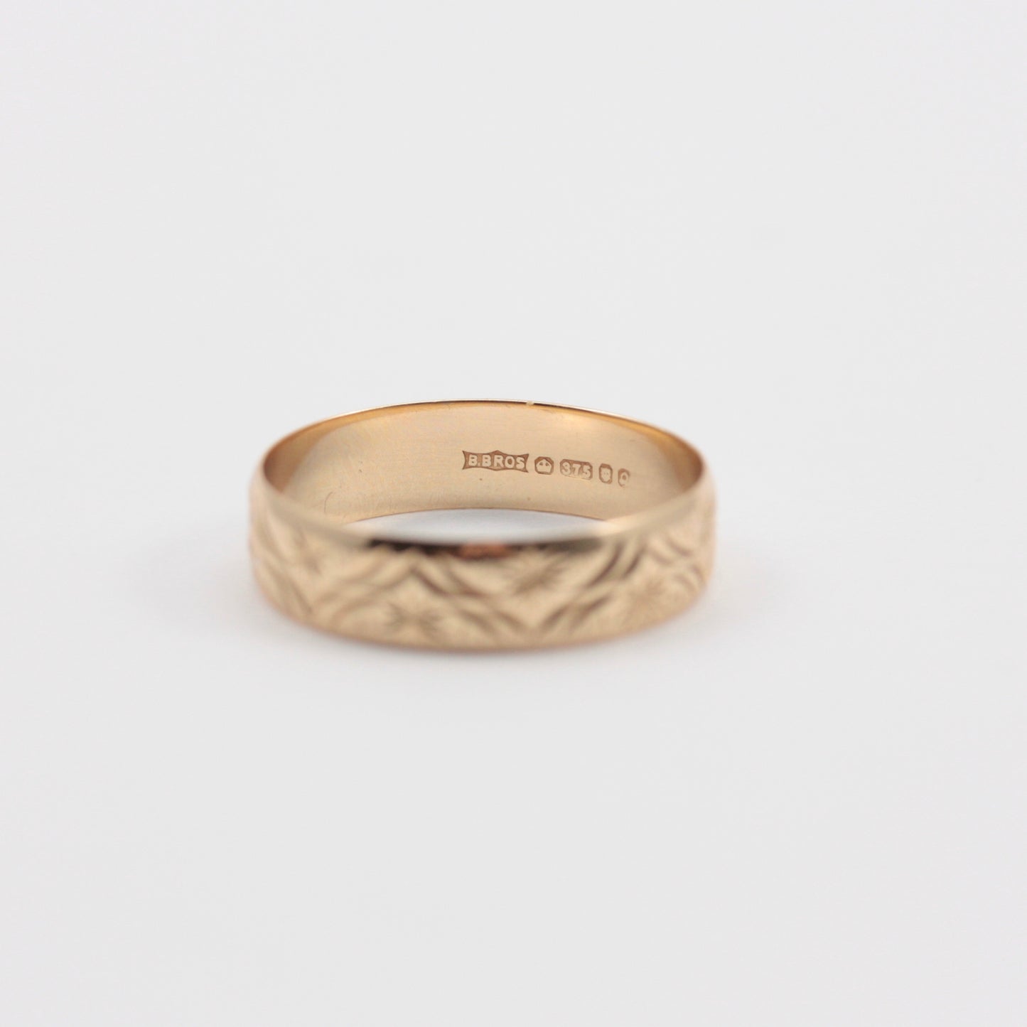 Vintage 9ct Gold Patterned Wedding Band Ring, 5mm, 1990