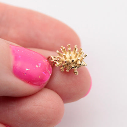 Tiny Vintage 9ct Gold Hedgehog Charm, 1970s