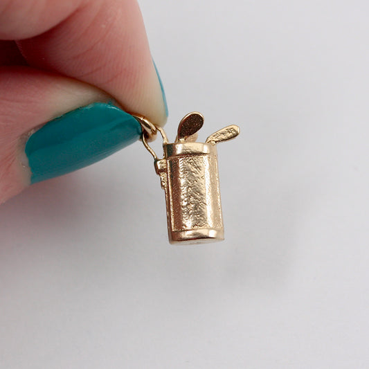 Vintage 9ct Gold Golf Club Set Charm, 1967
