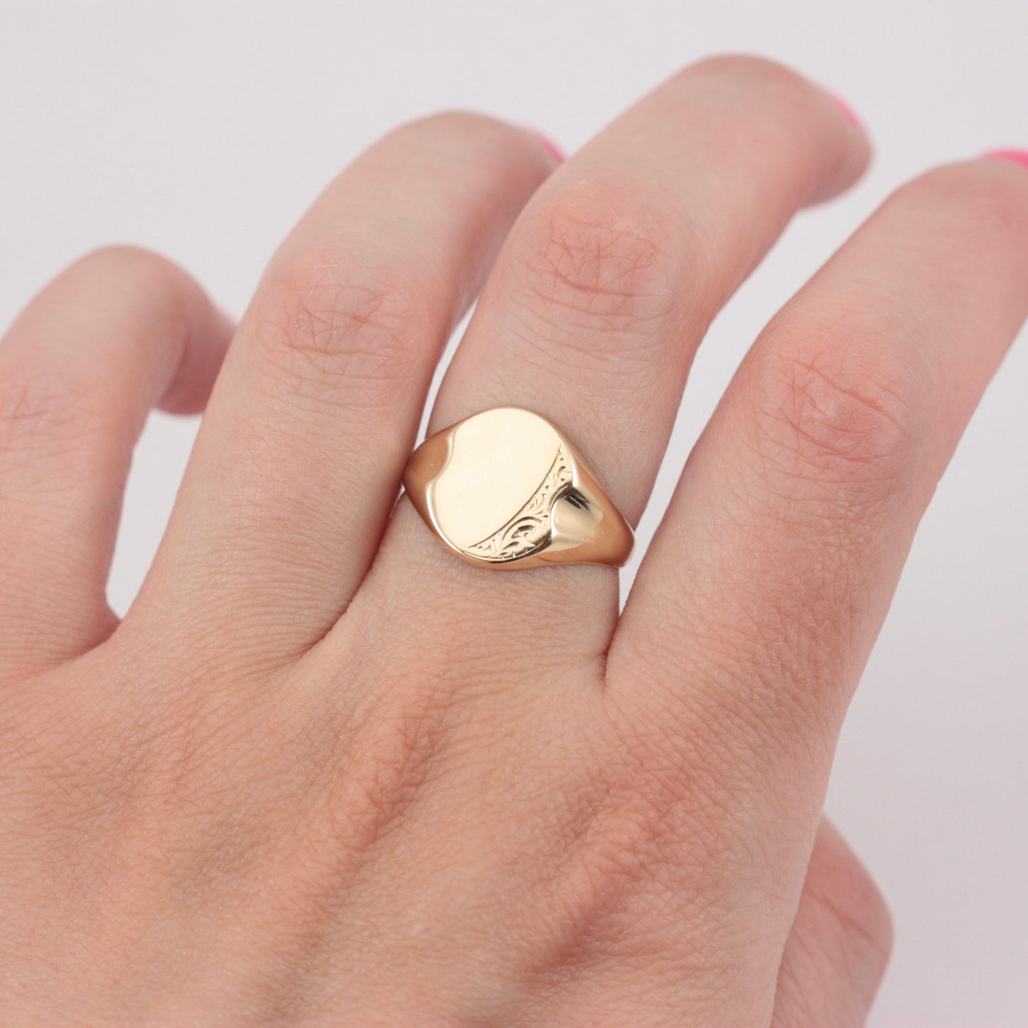Vintage 9ct Gold Oval Signet Ring, 1988