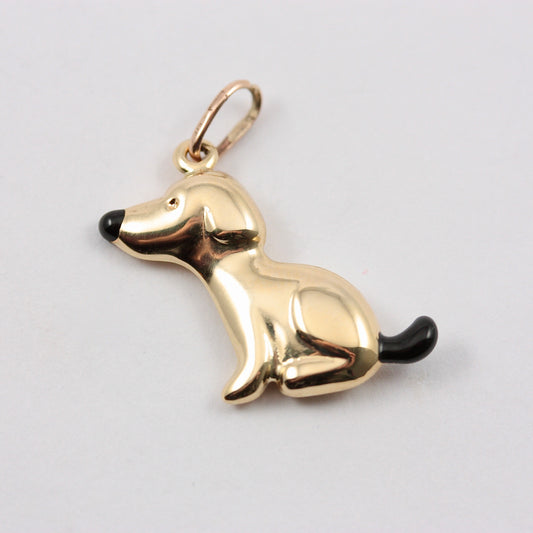 9ct gold and enamel dog charm Unoaerre