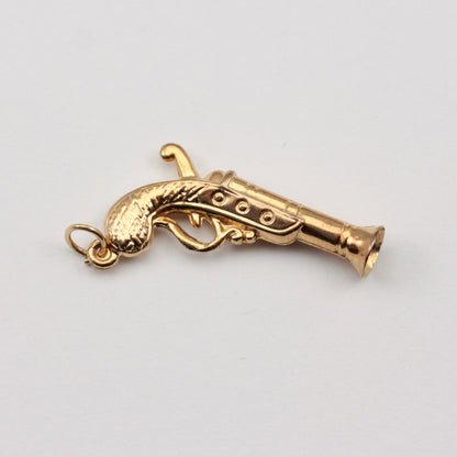 Vintage 9ct Gold Pistol Charm, 1972