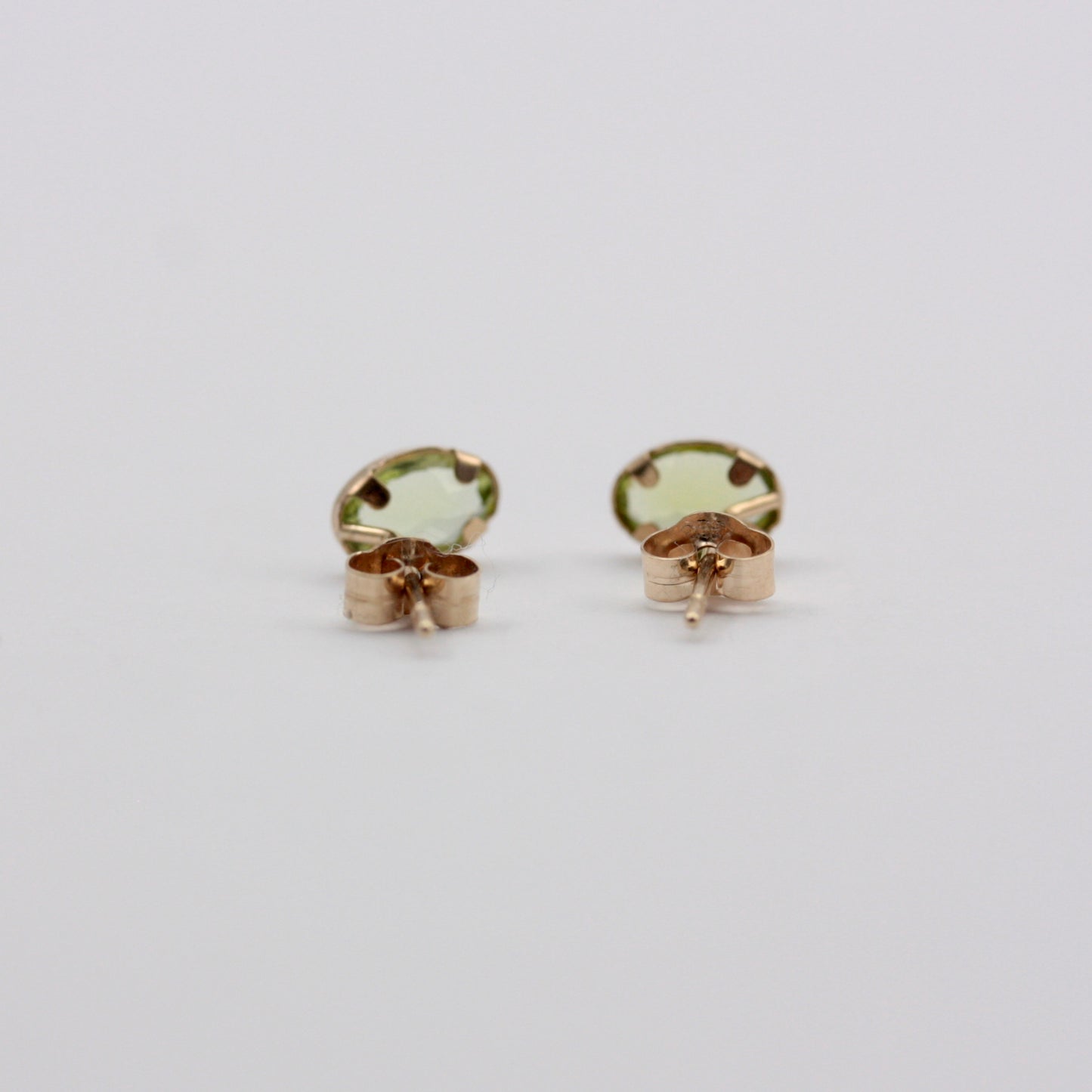 Small 9ct Gold Oval Peridot Stud Earrings, 6mm x 4mm
