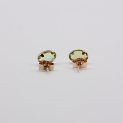 Small 9ct Gold Oval Peridot Stud Earrings, 6mm x 4mm