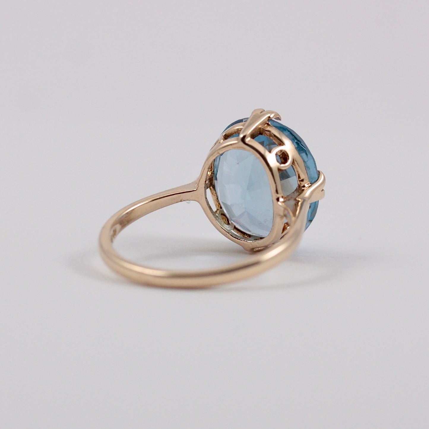 Vintage 9ct Gold Blue Topaz Cocktail Ring, 1967