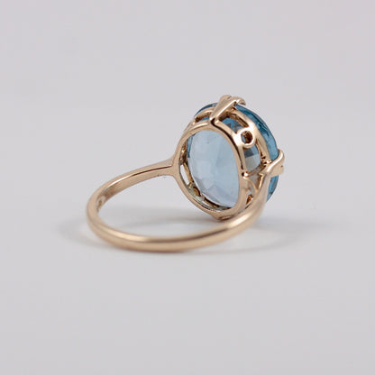 Vintage 9ct Gold Blue Topaz Cocktail Ring, 1967