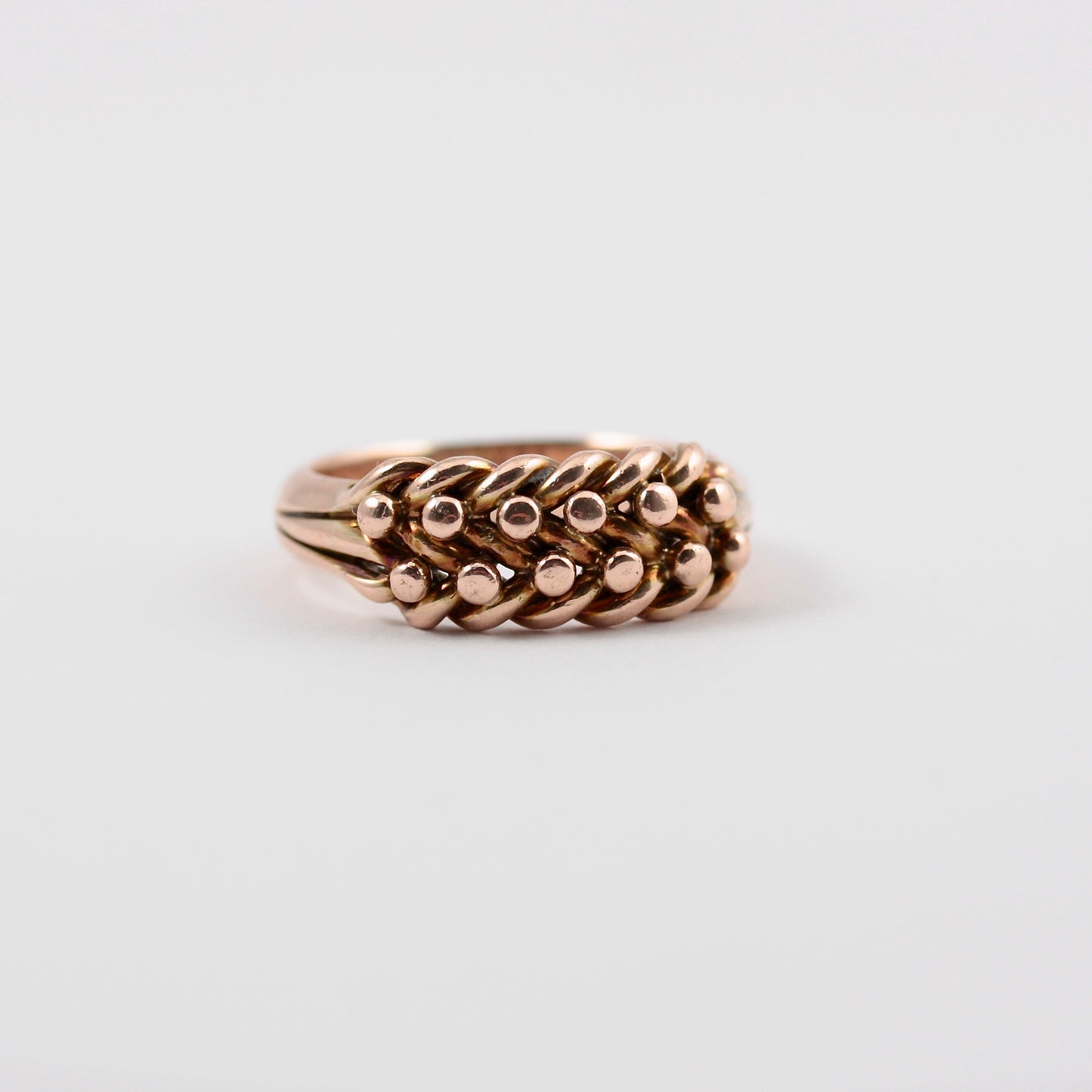 Antique 9ct Gold Two Row Keeper Ring, 1895