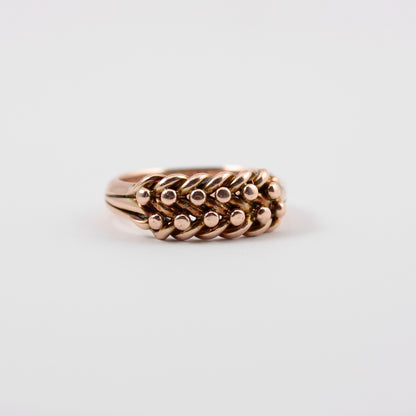 Antique 9ct Gold Two Row Keeper Ring, 1895