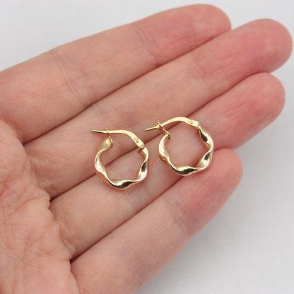 Vintage 9ct Gold Twisted Hoop Earrings, Small