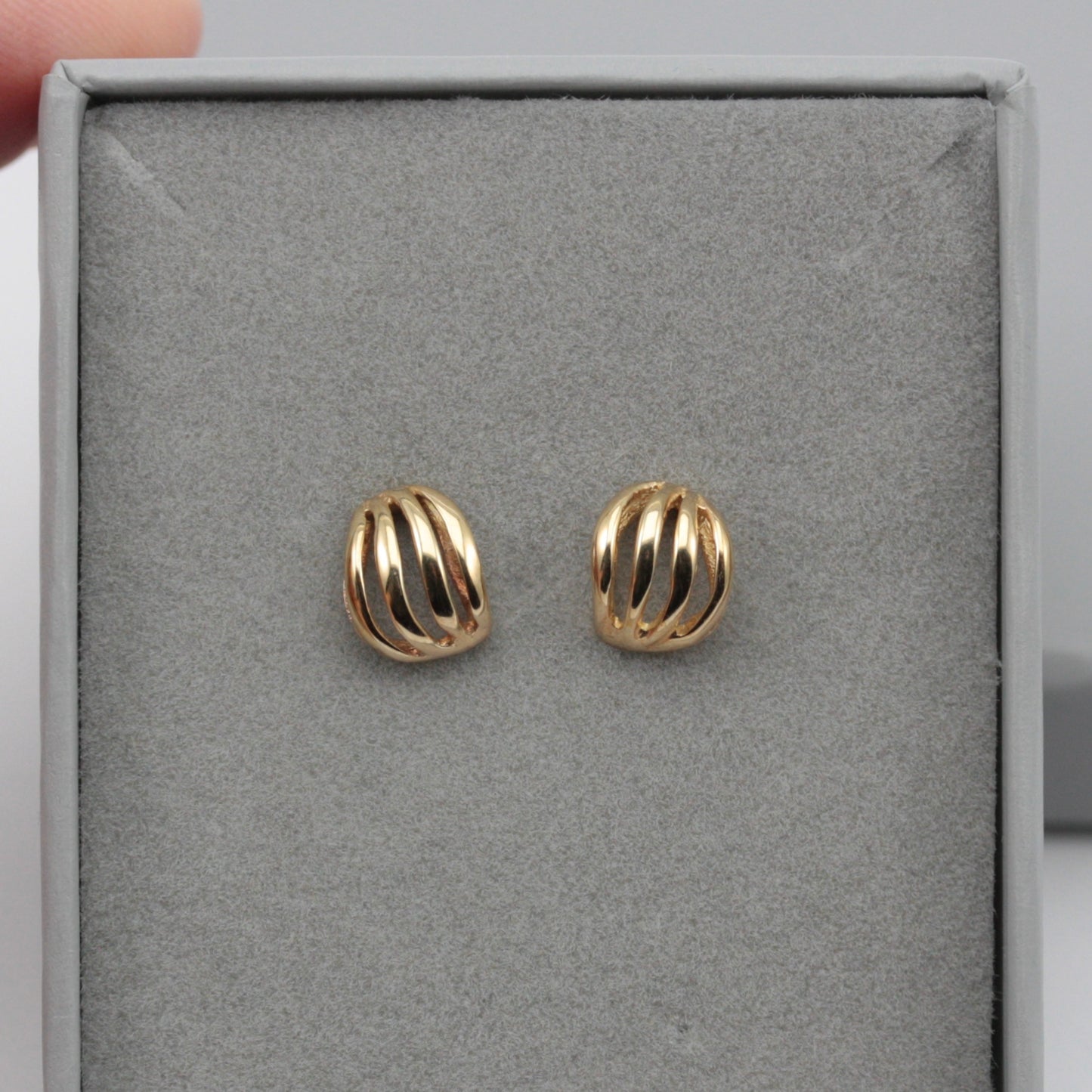 Vintage 9ct Gold Domed Wave Stud Earrings, 1980s