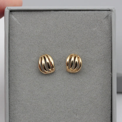 Vintage 9ct Gold Domed Wave Stud Earrings, 1980s