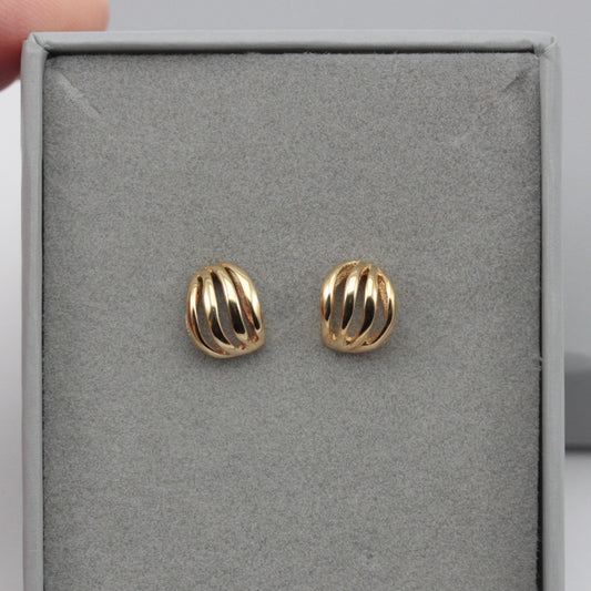 Vintage 9ct Gold Domed Wave Stud Earrings, 1980s
