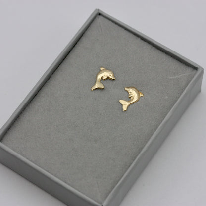 Vintage 9ct Gold Dolphin Stud Earrings, 1980s