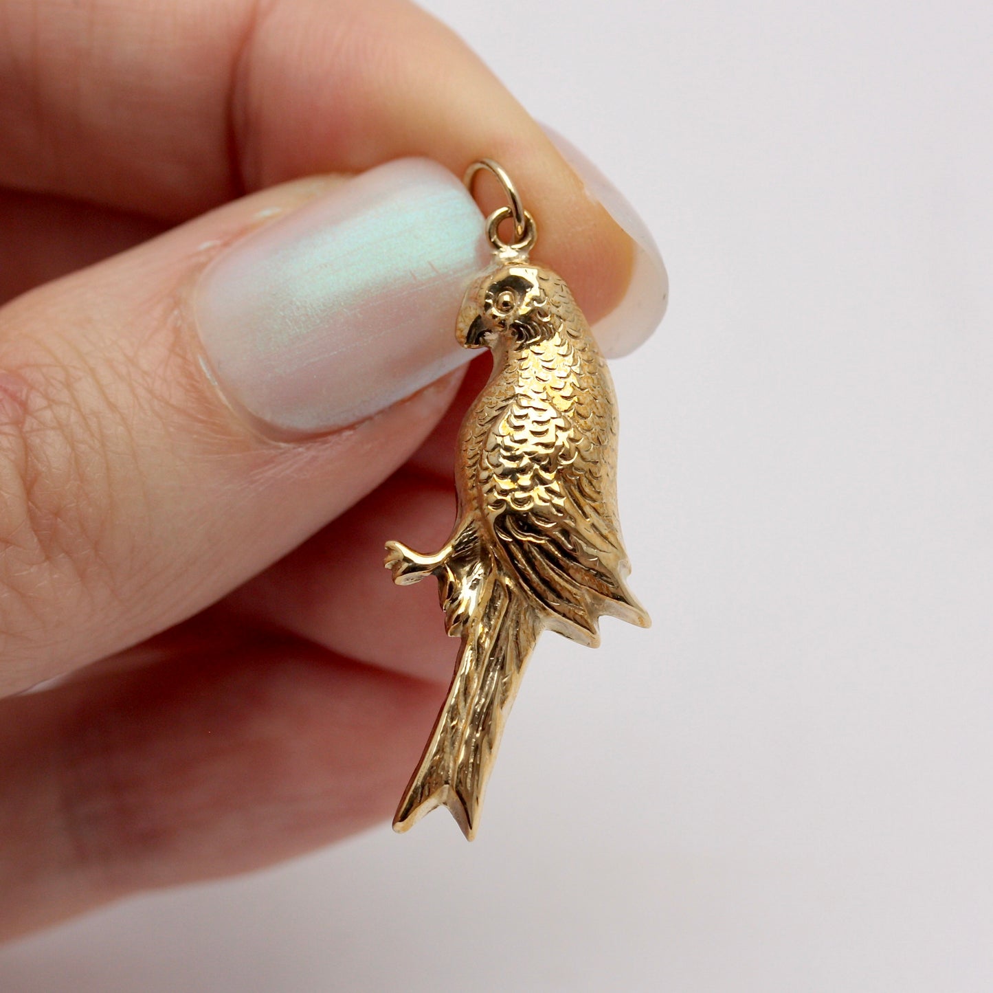 Vintage Large 9ct Gold Bird / Parrot Charm, 1966