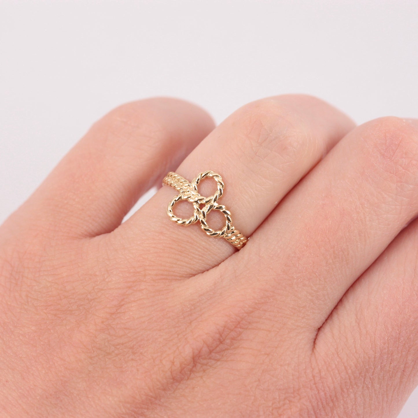 Vintage 9ct Gold Rope Trefoil Ring, 1978
