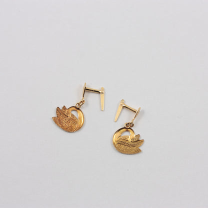 Vintage 9ct Gold Swan Andralok Earrings, 1980s