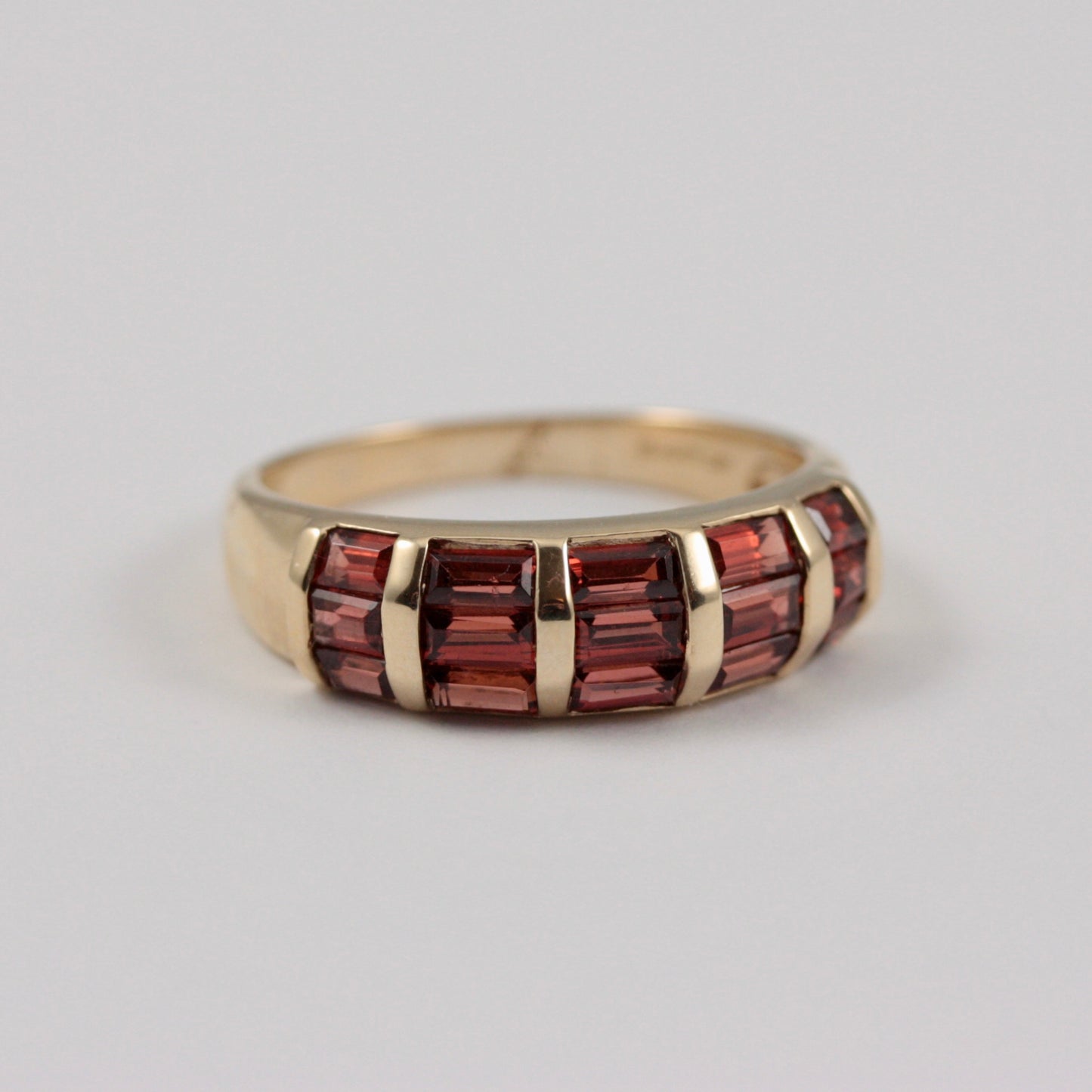 Vintage 9ct Gold Baguette Cut Garnet Dome Ring, 2000