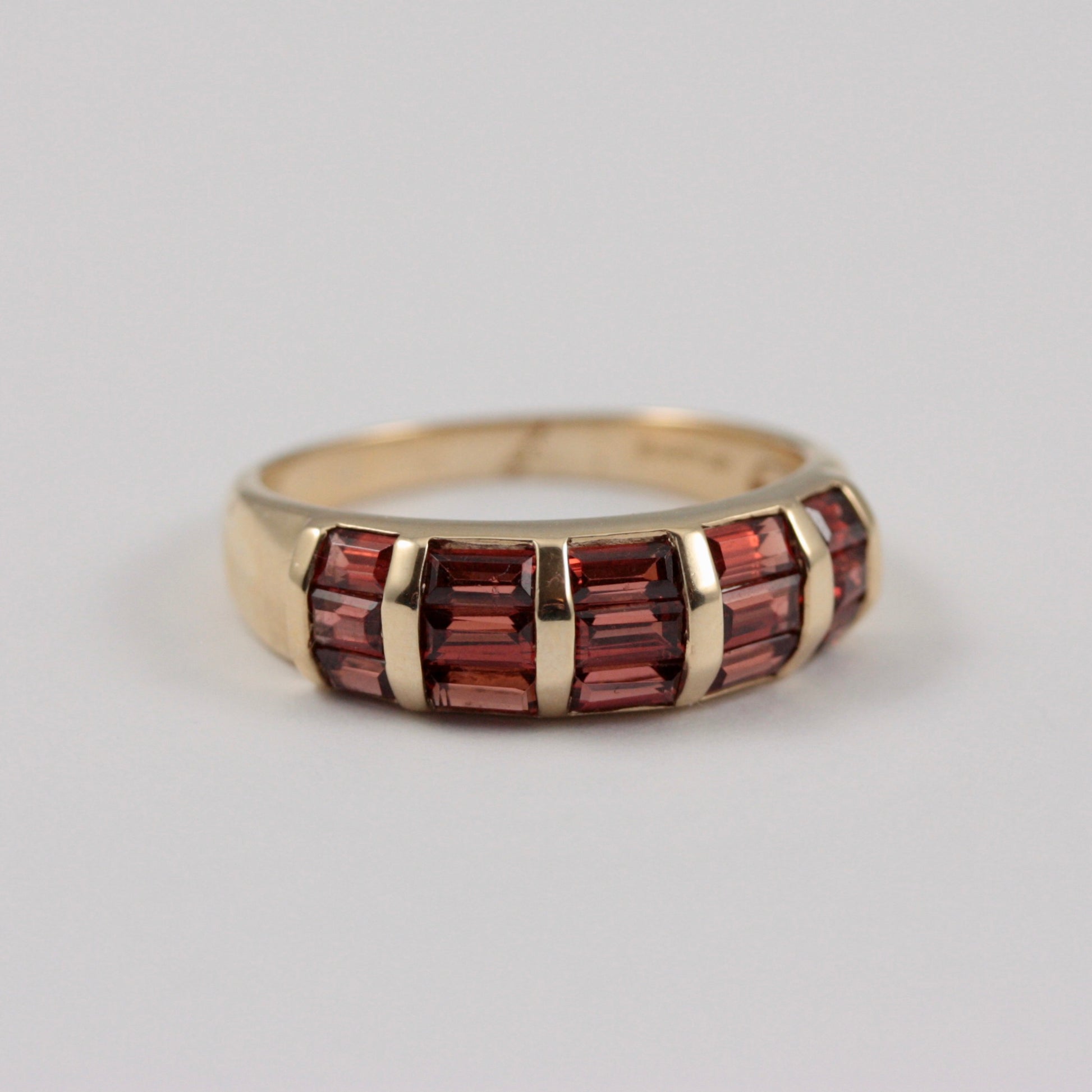 Vintage 9ct Gold Baguette Cut Garnet Dome Ring, 2000
