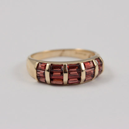 Vintage 9ct Gold Baguette Cut Garnet Dome Ring, 2000