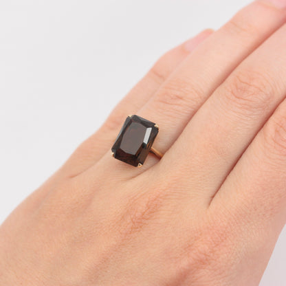 Vintage 9ct Gold Smoky Quartz Cocktail Ring, 1966