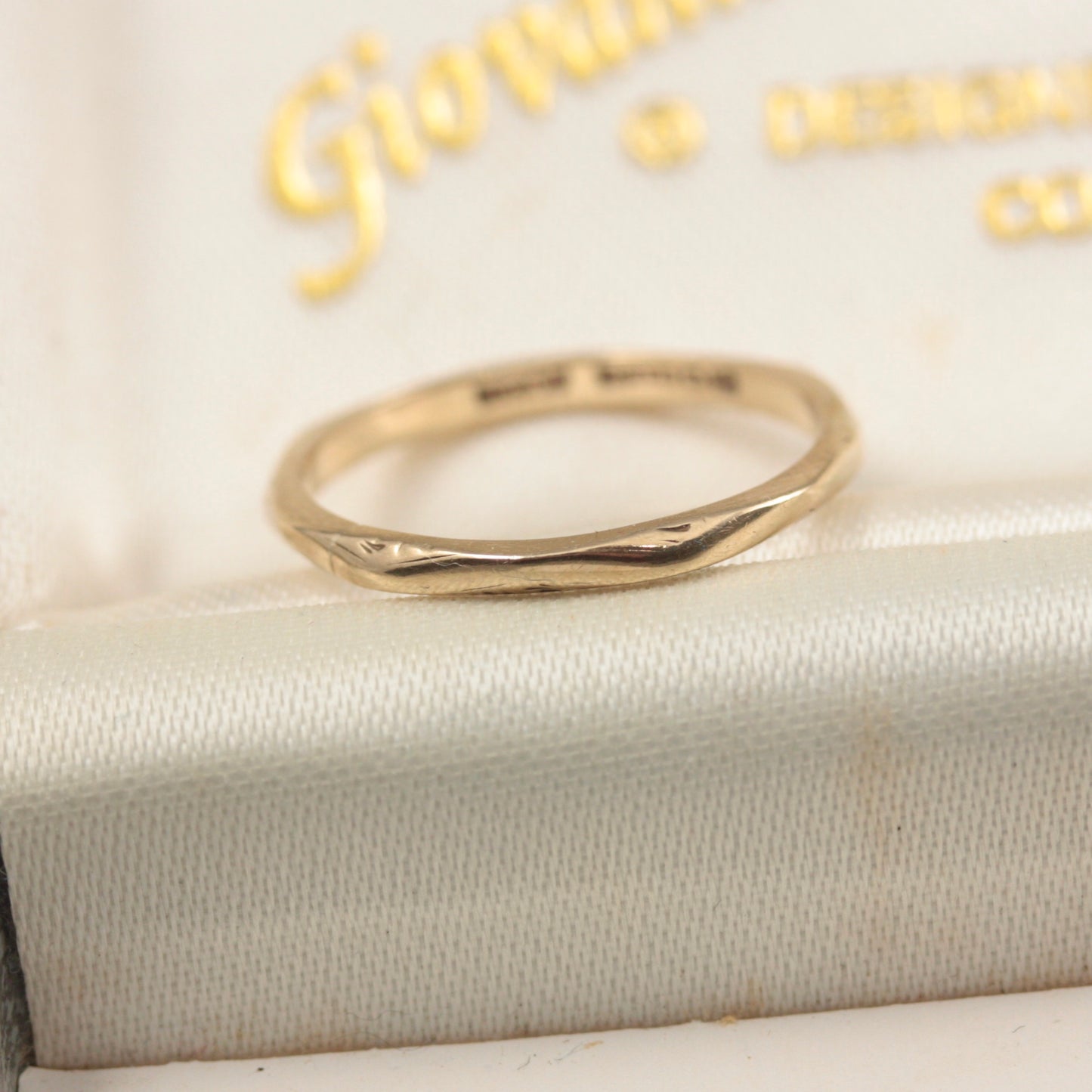 Vintage 9ct Gold Skinny Faced Band Ring, 1972