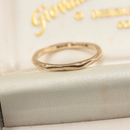 Vintage 9ct Gold Skinny Faced Band Ring, 1972