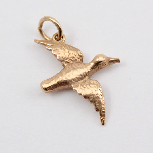 Vintage 9ct Gold Bird In Flight Charm / Pendant, 1965