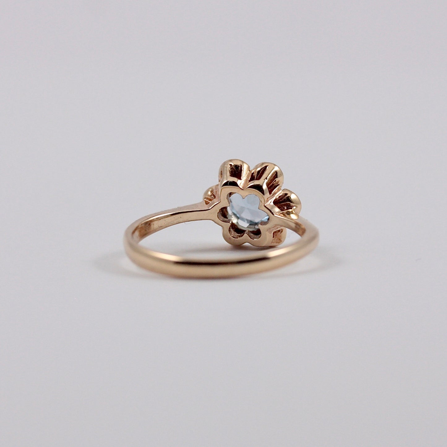 Vintage 9ct Gold Blue Topaz Flower Ring, 1976