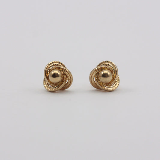 Vintage 9ct Gold Knot Stud Earrings, 7mm