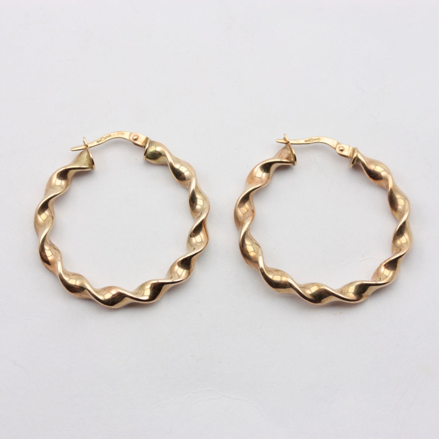 Pre-owned 9ct Yellow Gold Twisted Hoop Earrings, Medium / Large