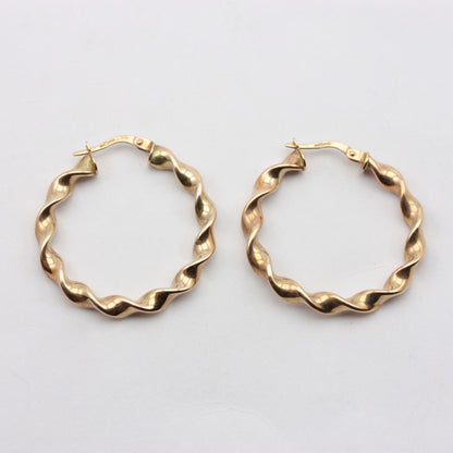 Pre-owned 9ct Yellow Gold Twisted Hoop Earrings, Medium / Large