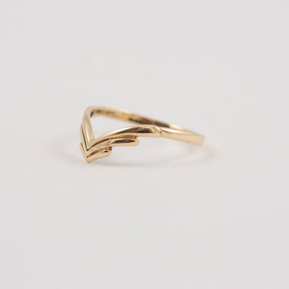 Vintage 9ct Gold Chevron Wishbone Ring, 1993