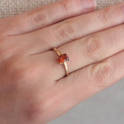 Pre-owned Orange Hessonite Garnet Solitaire Ring, 2014