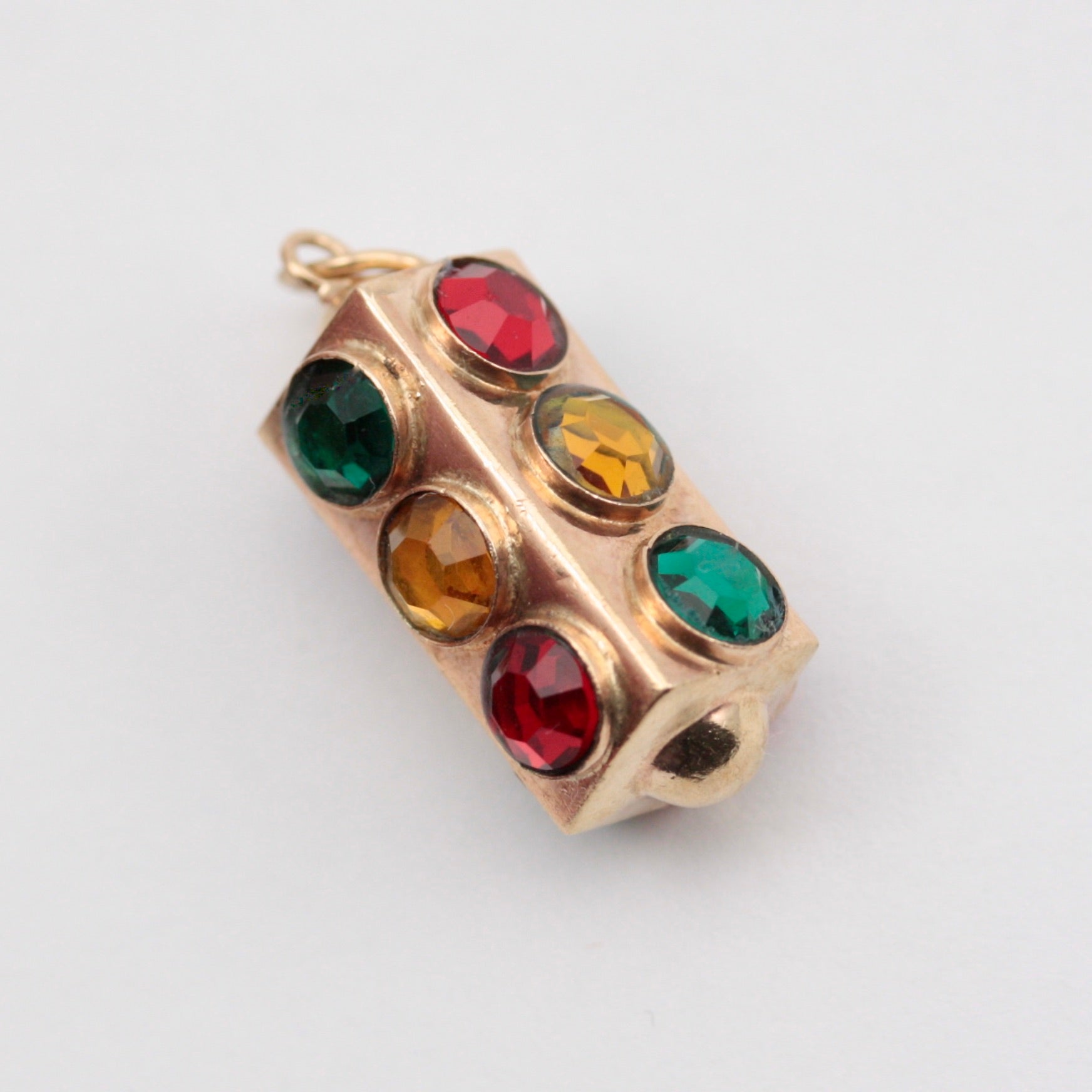 Vintage 9ct Gold 4 Sided Traffic Lights Charm, c1970s