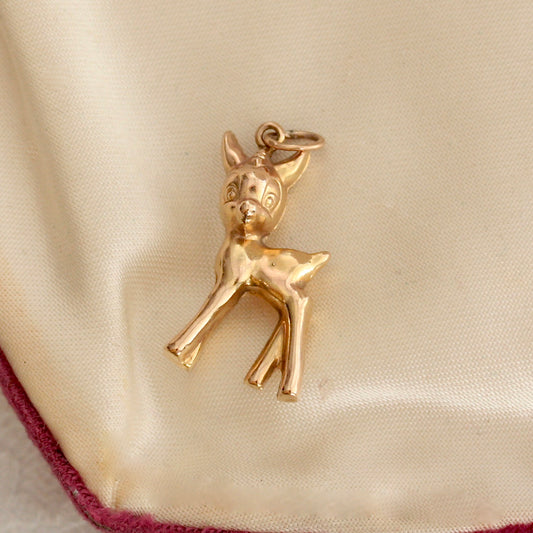 Vintage 9ct Gold Bambi / Deer Charm, 1973