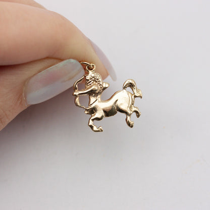 Vintage 9ct Gold Sagittarius Archer Zodiac Pendant / Charm, 1979