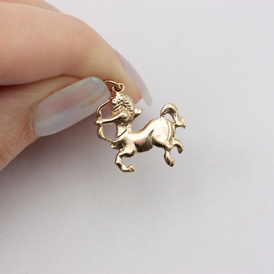 Vintage 9ct Gold Sagittarius Archer Zodiac Pendant / Charm, 1979
