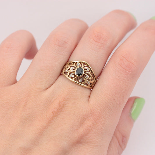 Pre-owned 9ct Gold Sapphire and Diamond Filigree Ring