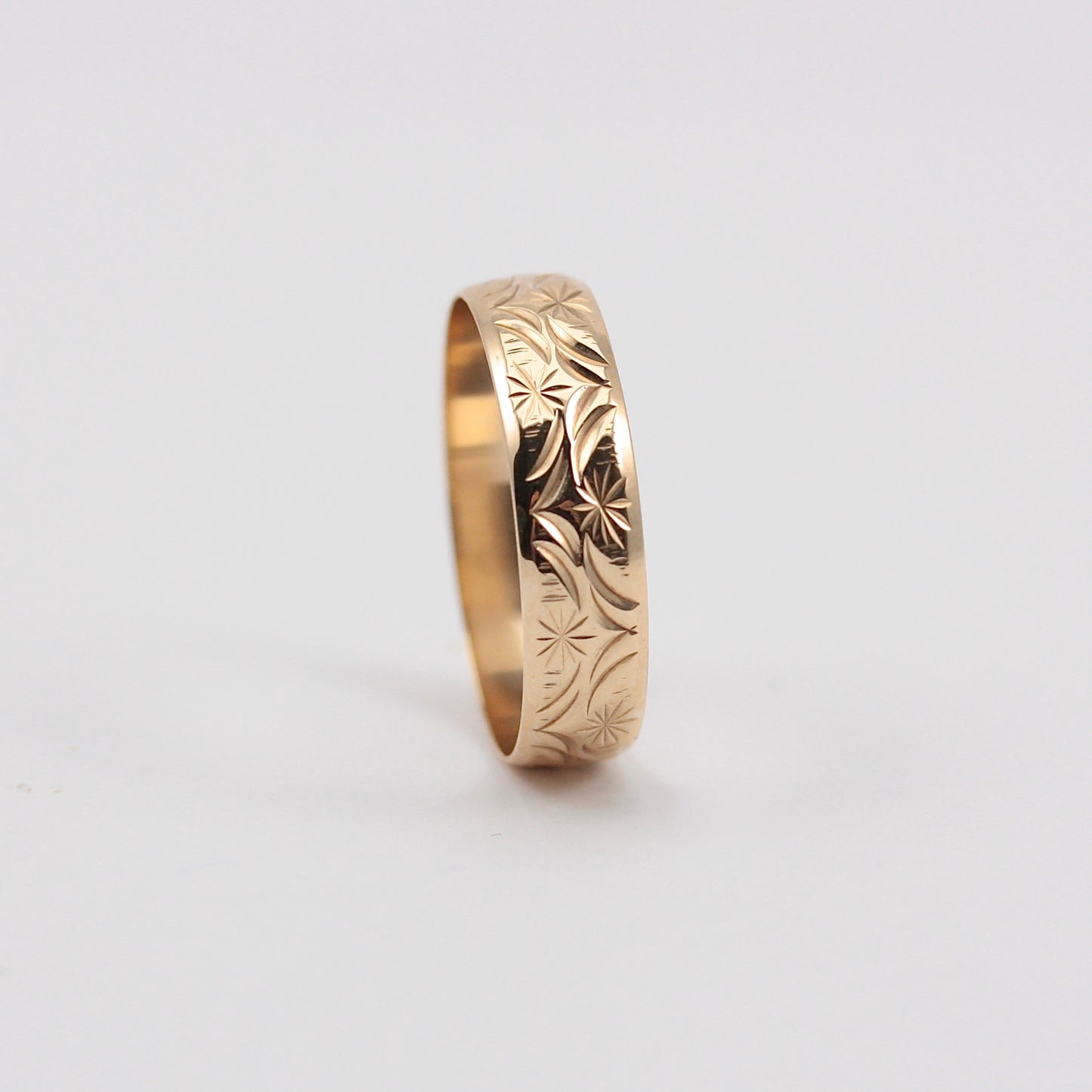 Vintage 9ct Gold Patterned Wedding Band Ring, 5mm, 1990