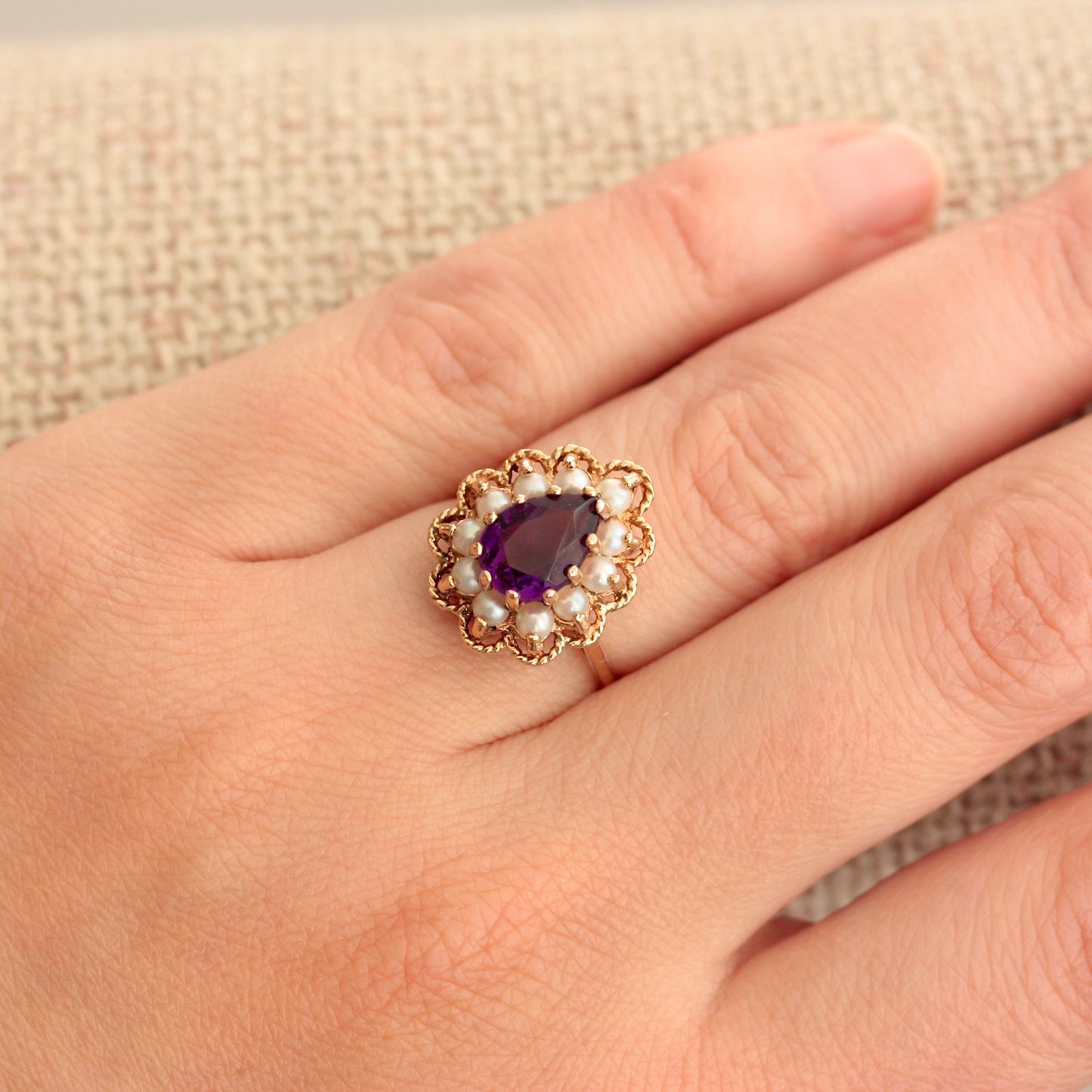 vintage 1970s rope frame cluster ring