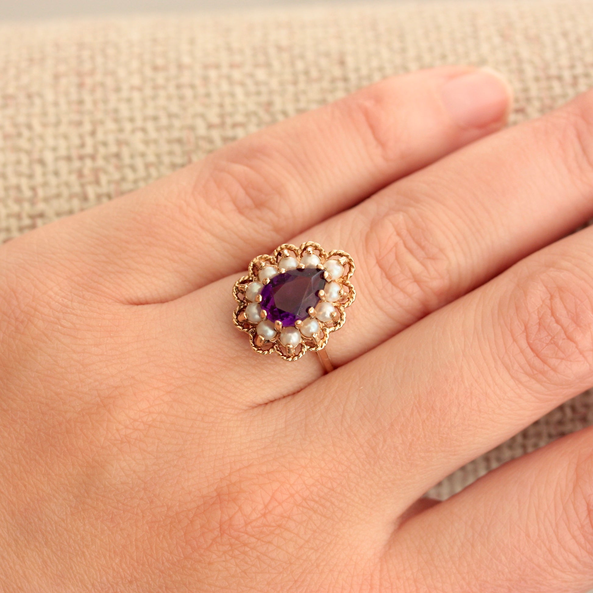 vintage 1970s rope frame cluster ring